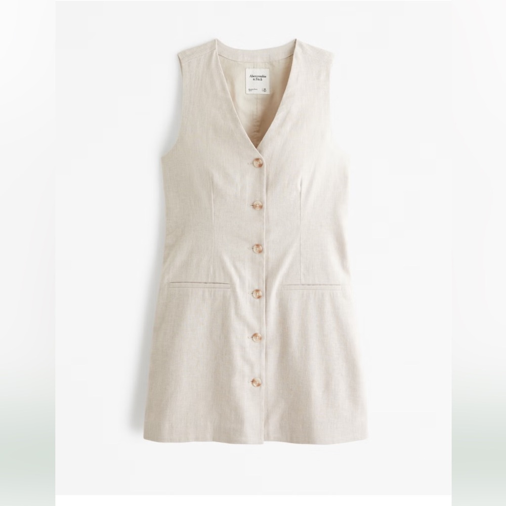 Beige vest button down dress